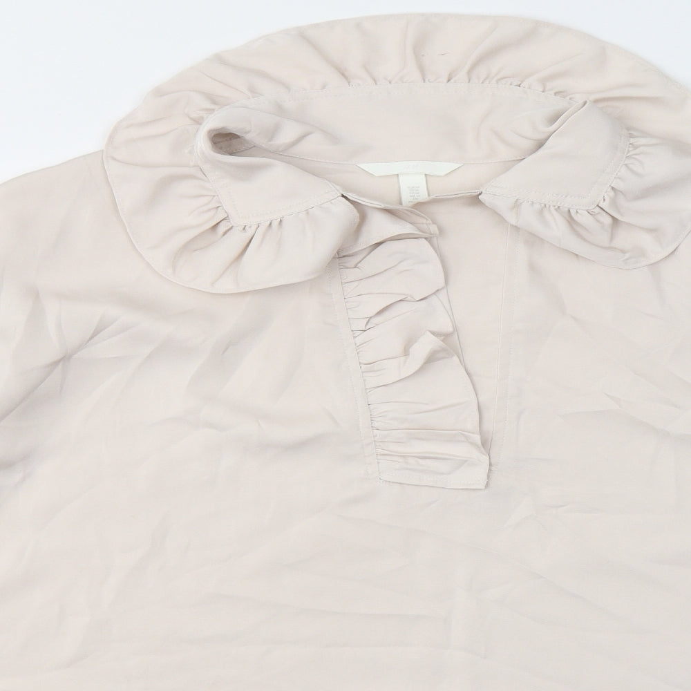 H&M Womens Beige  Polyester Camisole Blouse Size M V-Neck