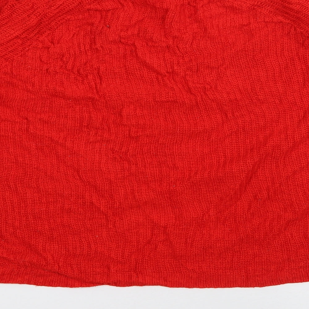 Primark Womens Red Round Neck  Acrylic Pullover Jumper Size M
