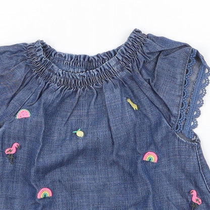 Preloved NEXT Girls Blue  Modal A-Line  Size 3-6 Months  Round Neck Pullover - Detail