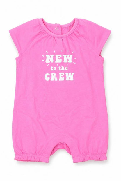 F&F Girls Pink  100% Cotton Romper One-Piece Size 3-6 Months  Snap - new to the crew