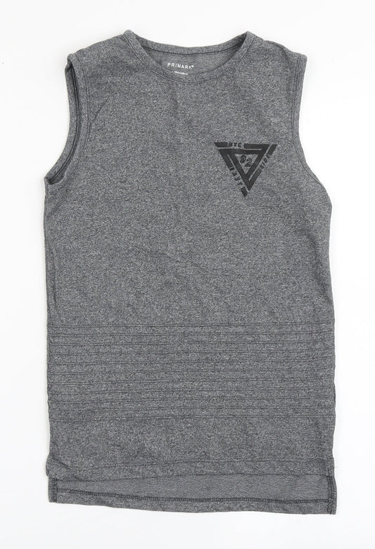 Primark Boys Grey  Polyester Basic Tank Size 9-10 Years Round Neck Pullover - NYC