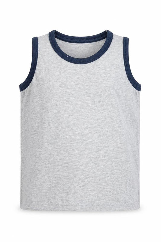 Matalan Boys Grey  Cotton Basic Tank Size 7 Years Round Neck Pullover