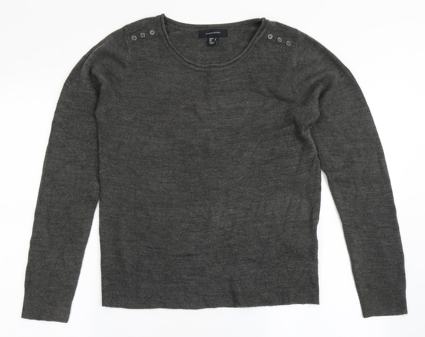 Atmosphere Womens Grey Round Neck  Acrylic Pullover Jumper Size 8