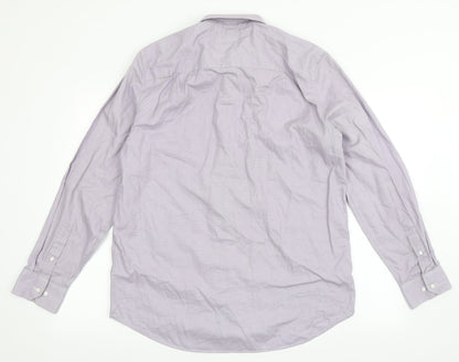 Next Mens Purple  Cotton  Button-Up Size 16.5 Collared Button