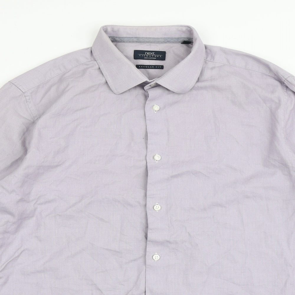 NEXT Mens Purple  Cotton  Button-Up Size 16.5 Collared Button