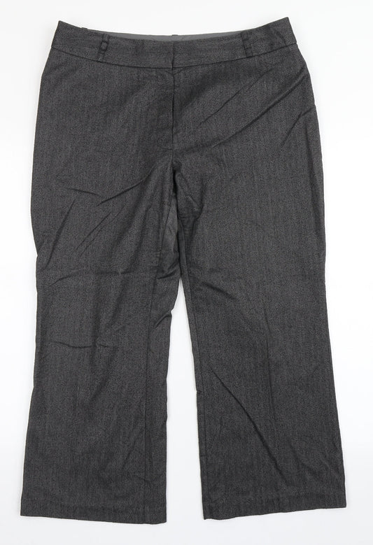 Marks and Spencer Womens Grey  Polyester Trousers  Size 16 L24.5 in Regular Button - Short Leg