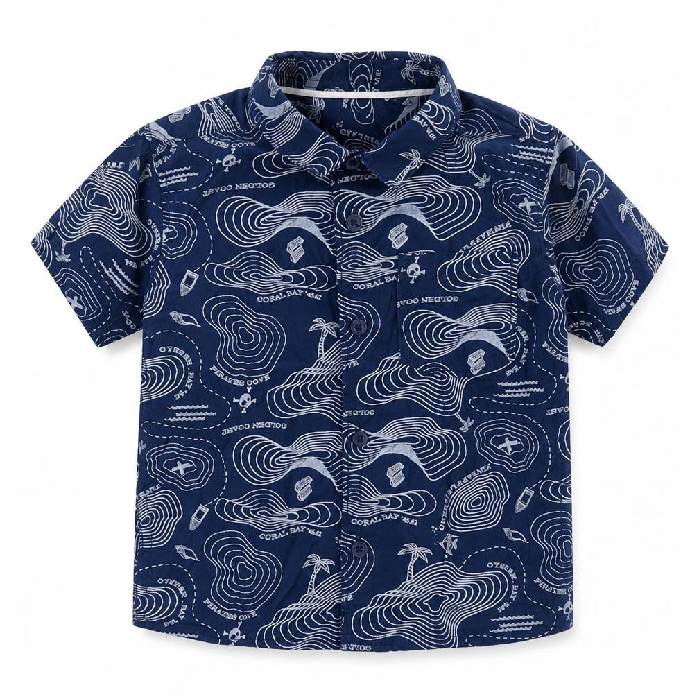 Matalan Boys Blue  100% Cotton Basic Button-Up Size 9-12 Months Collared Button - Pirates Cove