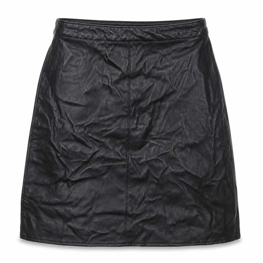 Atmosphere Womens Black  Polyurethane A-Line Skirt Size 4   Zip