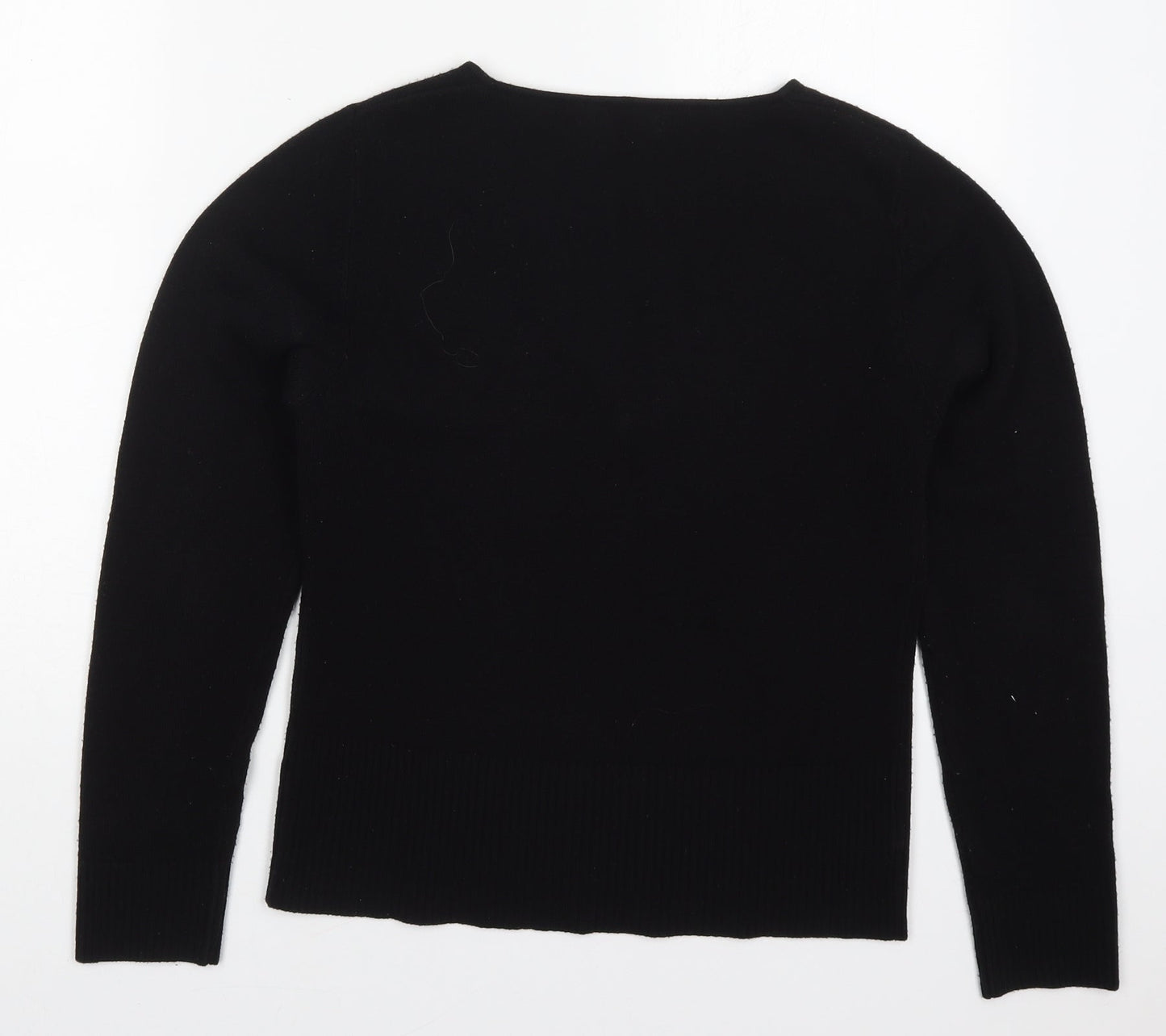 Internacionale Womens Black V-Neck  Acrylic Pullover Jumper Size 14