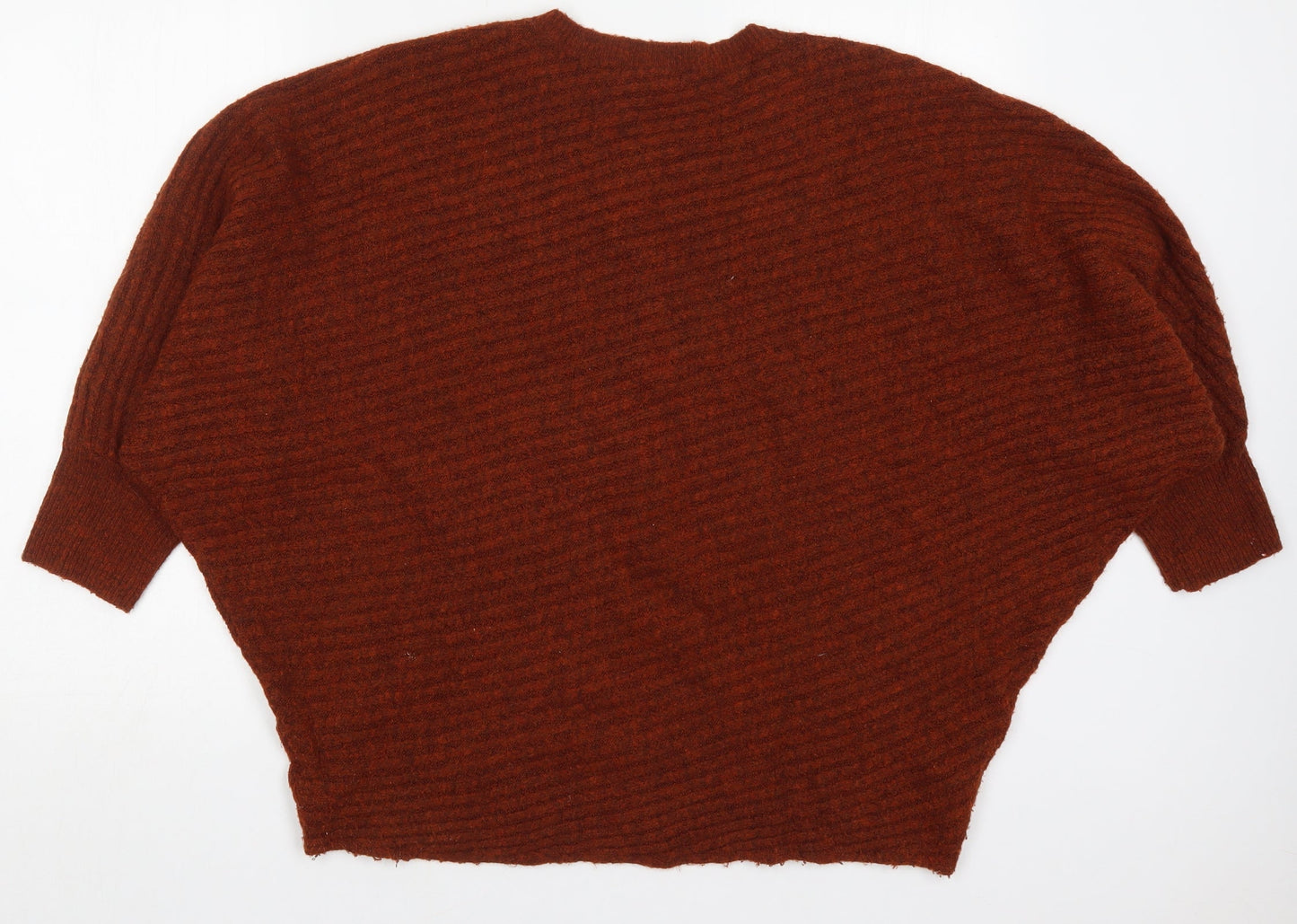 F&F Womens Brown Round Neck  Acrylic Pullover Jumper Size 12