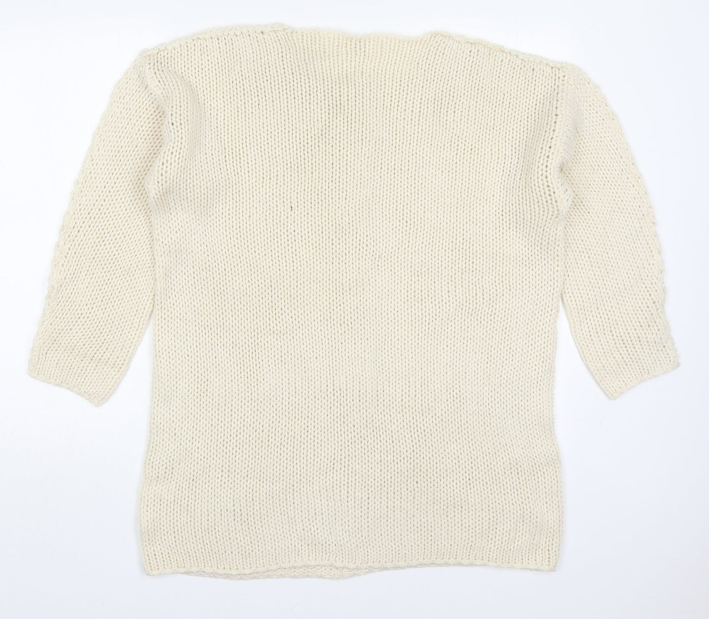 JCL Womens Beige Round Neck  Acrylic Pullover Jumper One Size