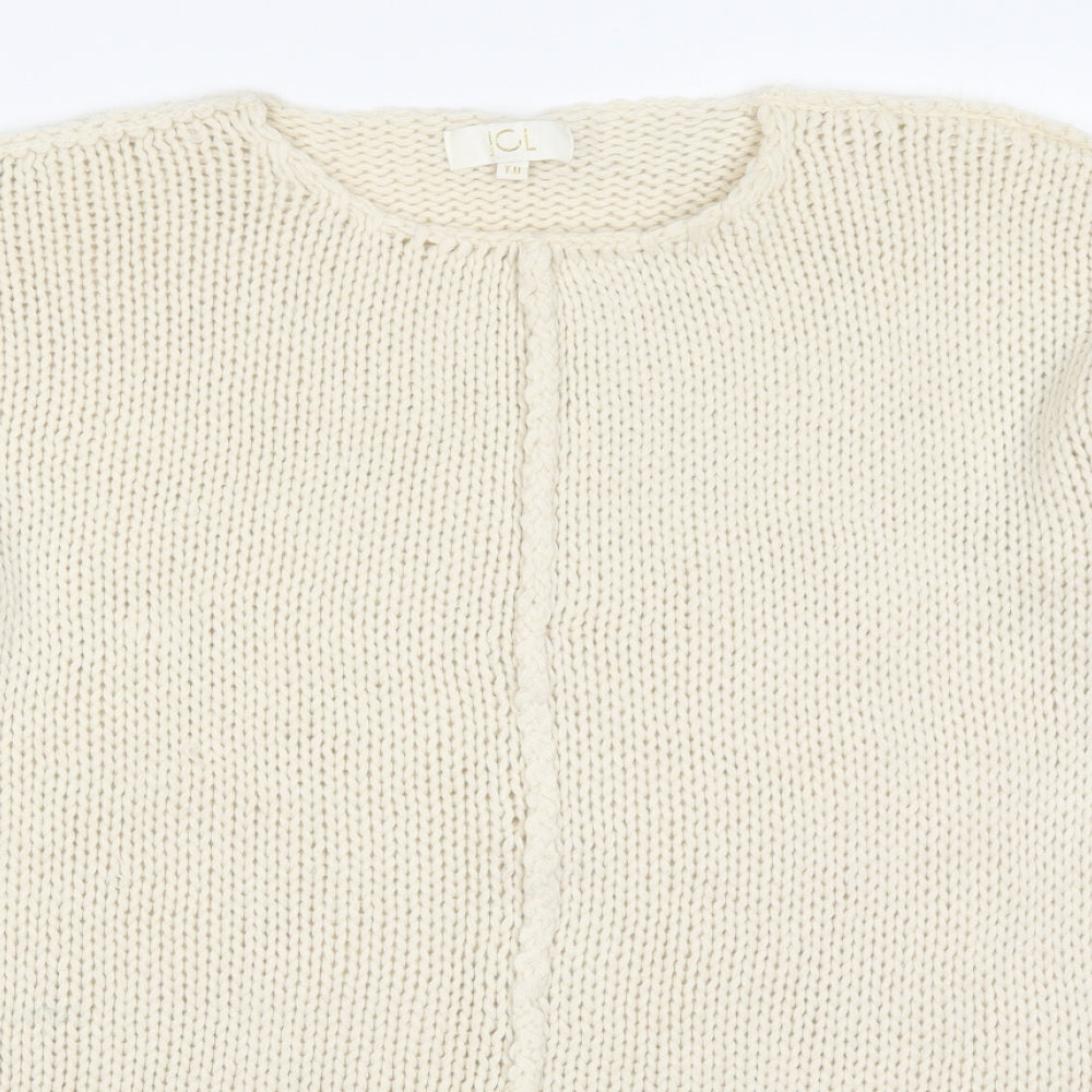 JCL Womens Beige Round Neck  Acrylic Pullover Jumper One Size