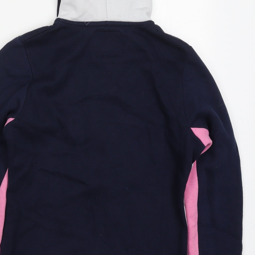 Play it Womens Blue Colourblock Cotton Full Zip Hoodie Size M  Zip - Pink