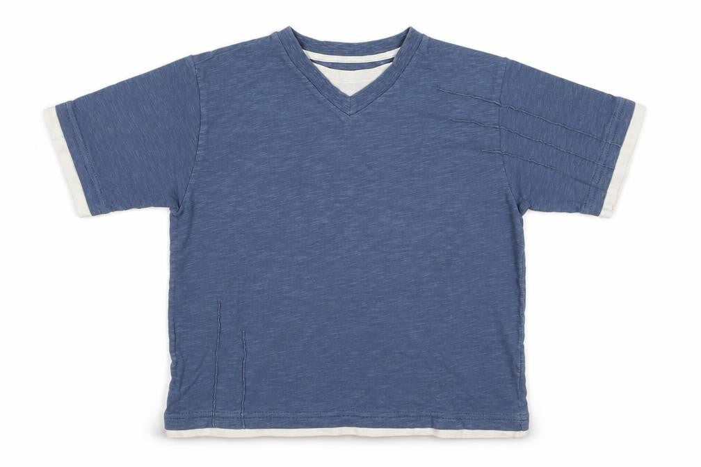 Next Boys Blue  Cotton Basic T-Shirt Size 5 Years V-Neck Pullover