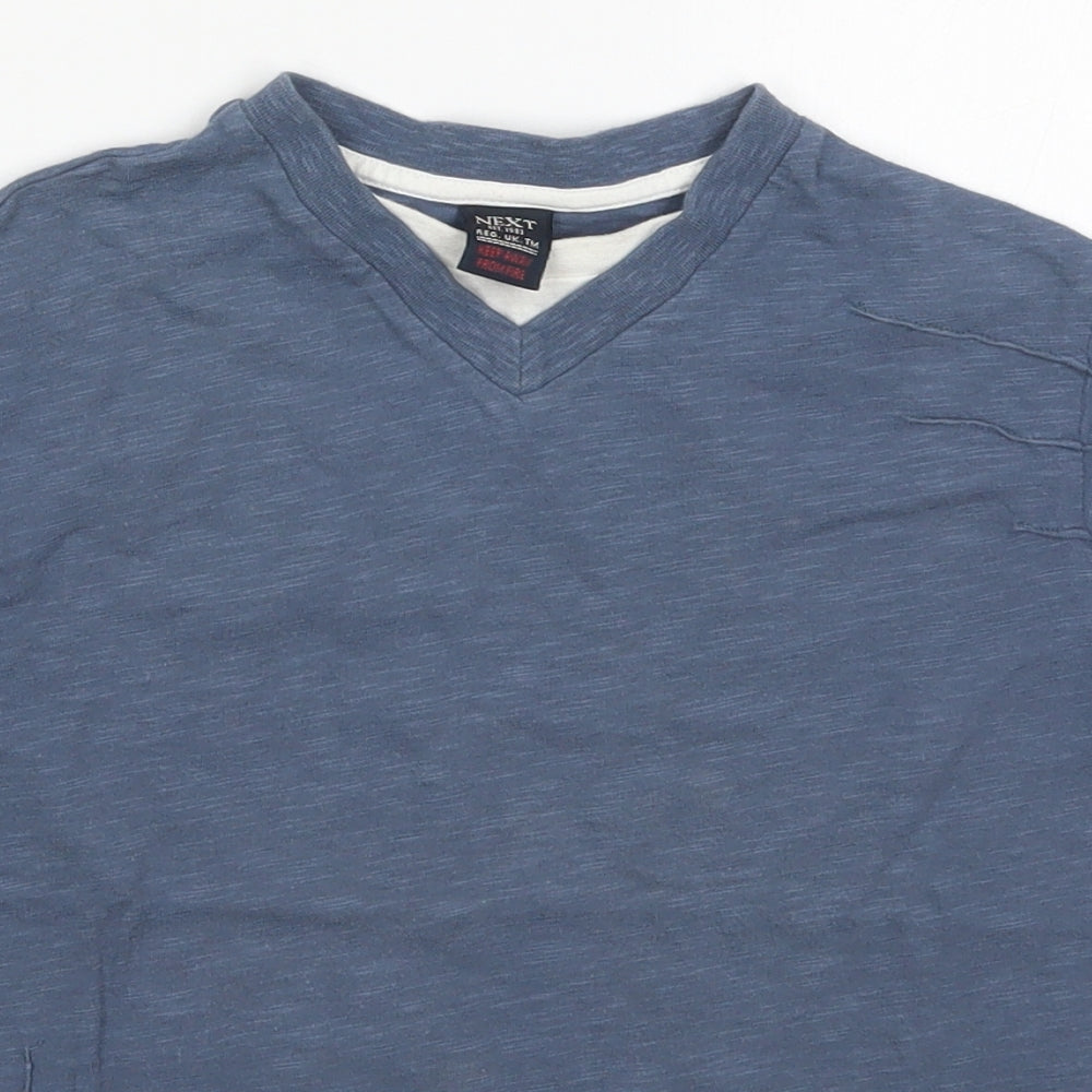 NEXT Boys Blue  Cotton Basic T-Shirt Size 5 Years V-Neck Pullover