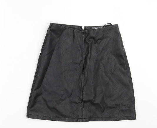 Primark Womens Black  Polyester A-Line Skirt Size 6   Zip