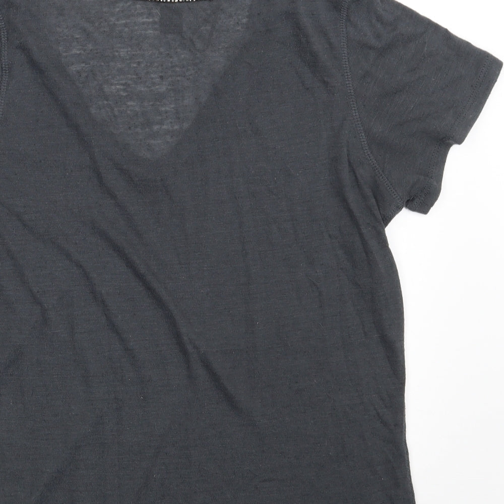 H&M Womens Grey  Polyester Basic T-Shirt Size S V-Neck