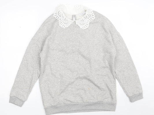 Papaya Womens Grey  Cotton Pullover Sweatshirt Size 10