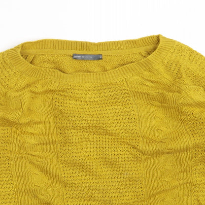 ether by MYNTRA Womens Yellow Round Neck  Acrylic Pullover Jumper Size S