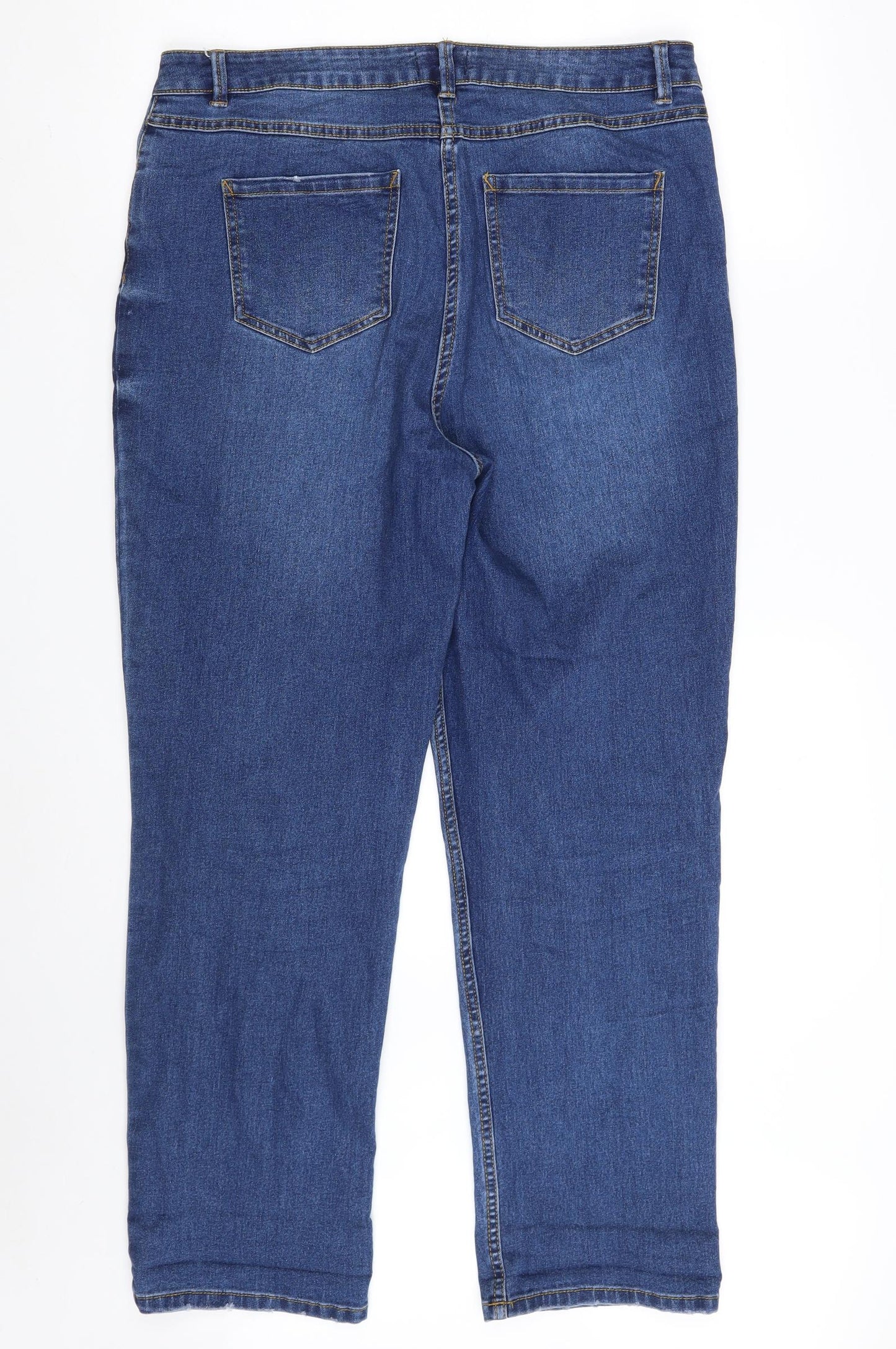 Papaya Mens Blue  Cotton Straight Jeans Size 16 L27 in Regular Zip