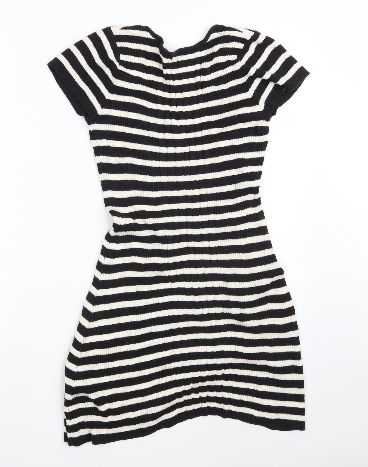 H&M Womens Black Colourblock Viscose Jumper Dress  Size M  Square Neck Button