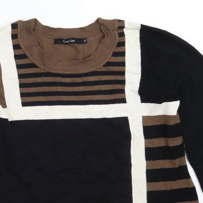 Preloved Crazy Line Womens Multicoloured Round Neck Striped Viscose Pullover Jumper Size XS - Detail