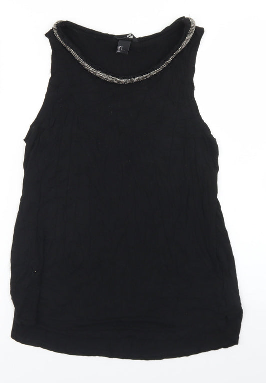 H&M Womens Black  Viscose Basic Tank Size M Round Neck