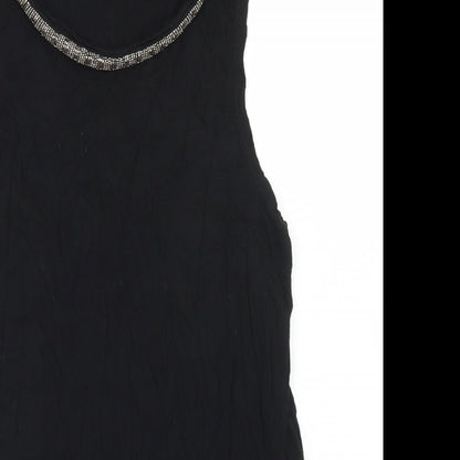 Preloved H&M Womens Black  Viscose Basic Tank Size M Round Neck - Detail