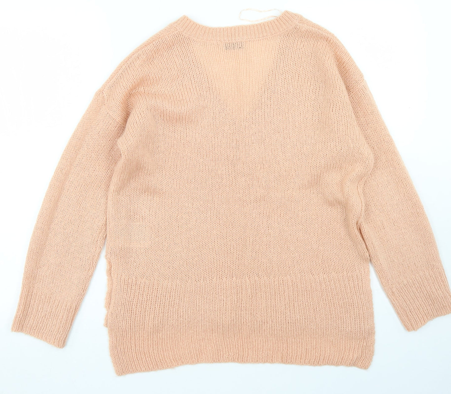Brave Soul Womens Pink V-Neck  Acrylic Pullover Jumper Size XS