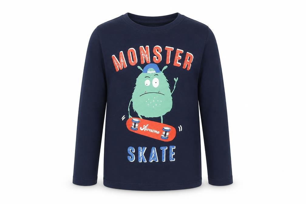 Primark Boys Blue  Cotton Basic Casual Size 4-5 Years Crew Neck Pullover - Monster Skate