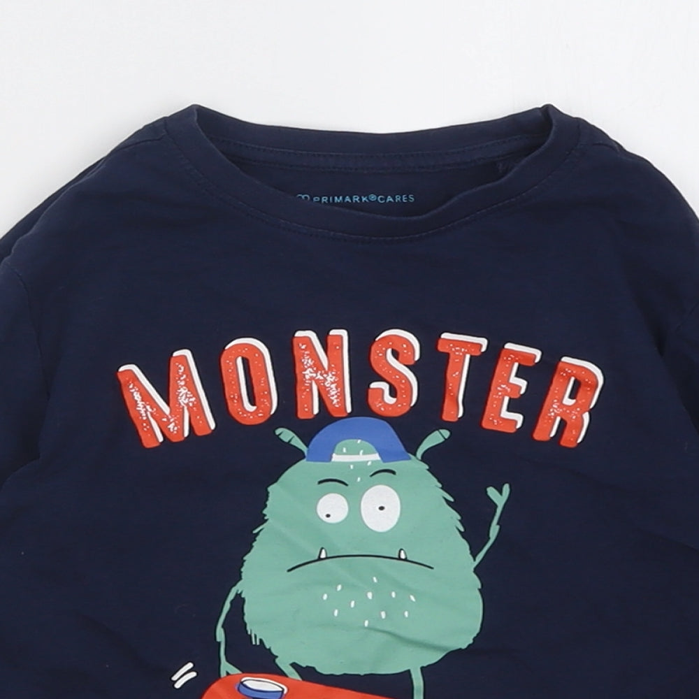 Primark Boys Blue  Cotton Basic Casual Size 4-5 Years Crew Neck Pullover - Monster Skate