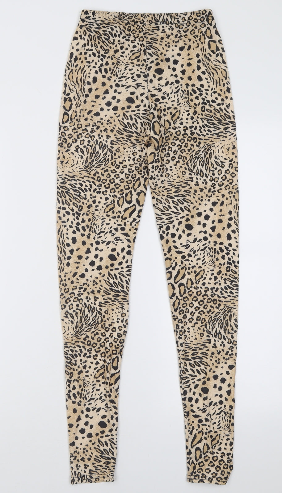 Miss Selfridge Womens Brown Animal Print Polyacrylate Fibre Capri Trousers Size 4 L27 in Regular