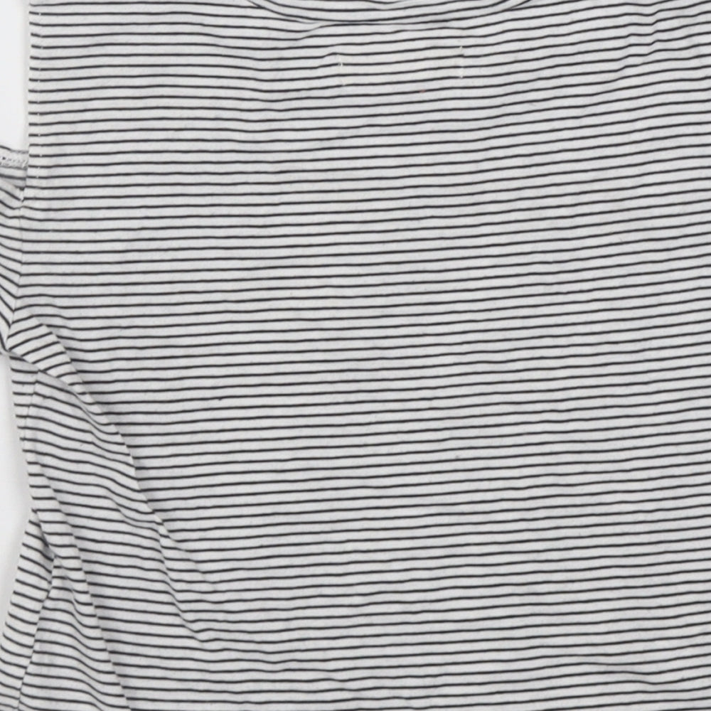 Hollister Womens White Striped Cotton Cropped T-Shirt Size XS Crew Neck - cold shoulder
