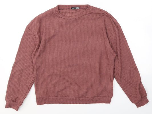 SheIn Womens Red Round Neck  Polyester Pullover Jumper Size S