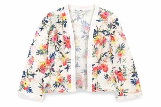 love it! Girls Ivory V-Neck Floral Polyester Cardigan Jumper Size 14-15 Years