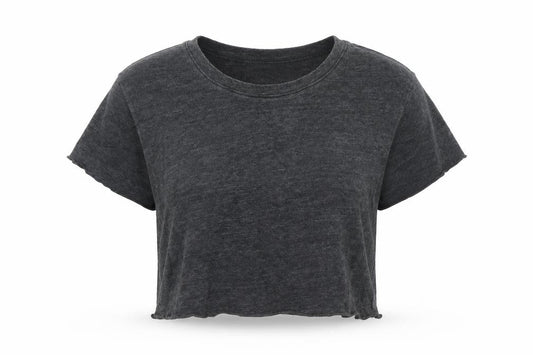 FOREVER 21 Womens Grey  Cotton Cropped T-Shirt Size S Round Neck