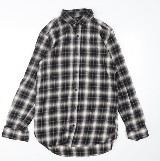 FOREVER 21 Mens Green Plaid Cotton  Button-Up Size XS Collared Button