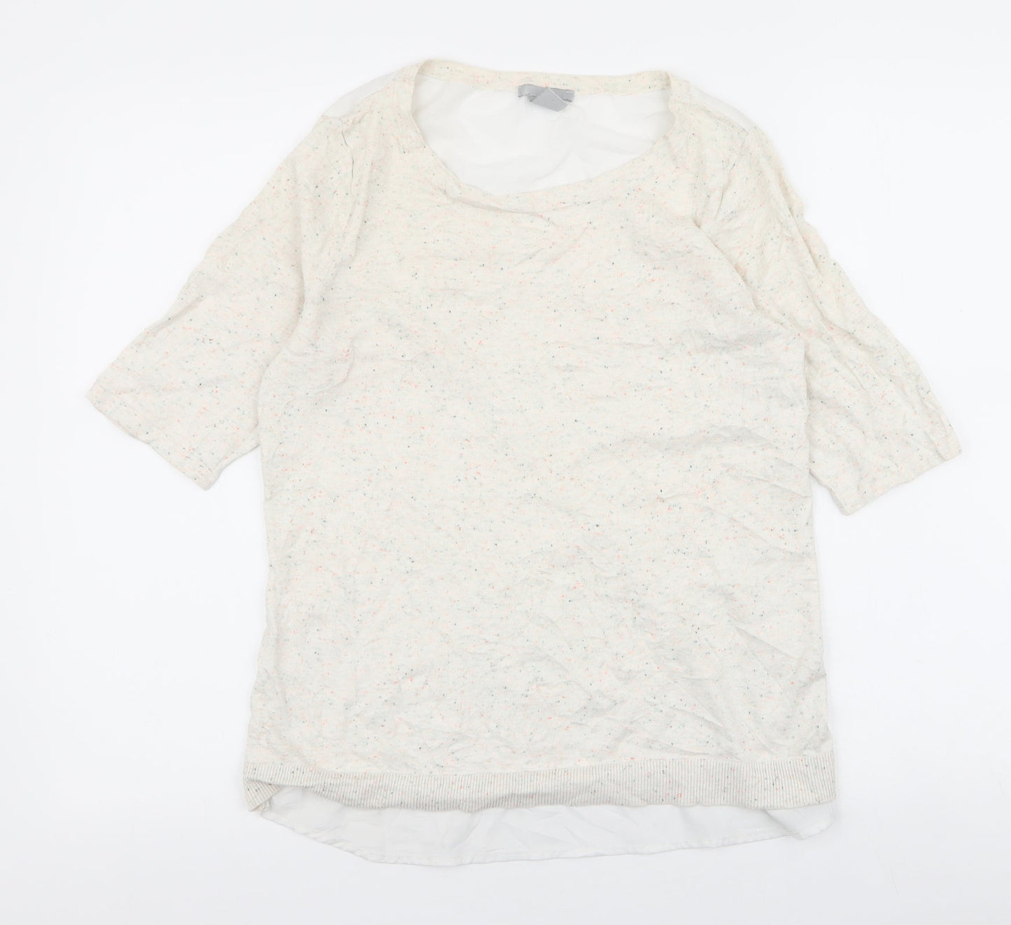 H&M Womens Ivory  Polyester Jersey Blouse Size M Round Neck - chiffon back