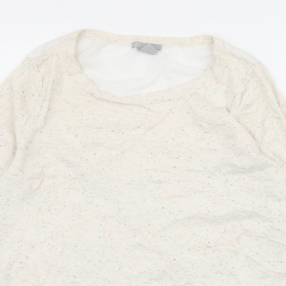 H&M Womens Ivory  Polyester Jersey Blouse Size M Round Neck - chiffon back
