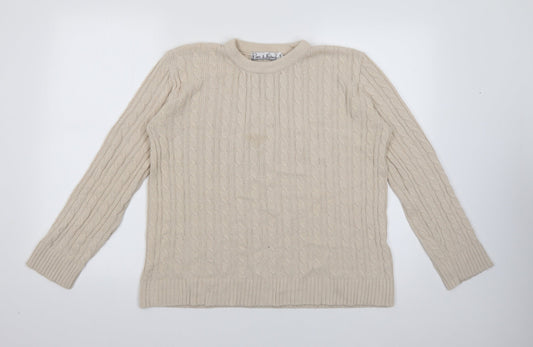 Pure & Natural Womens Beige Crew Neck  Acrylic Pullover Jumper Size L