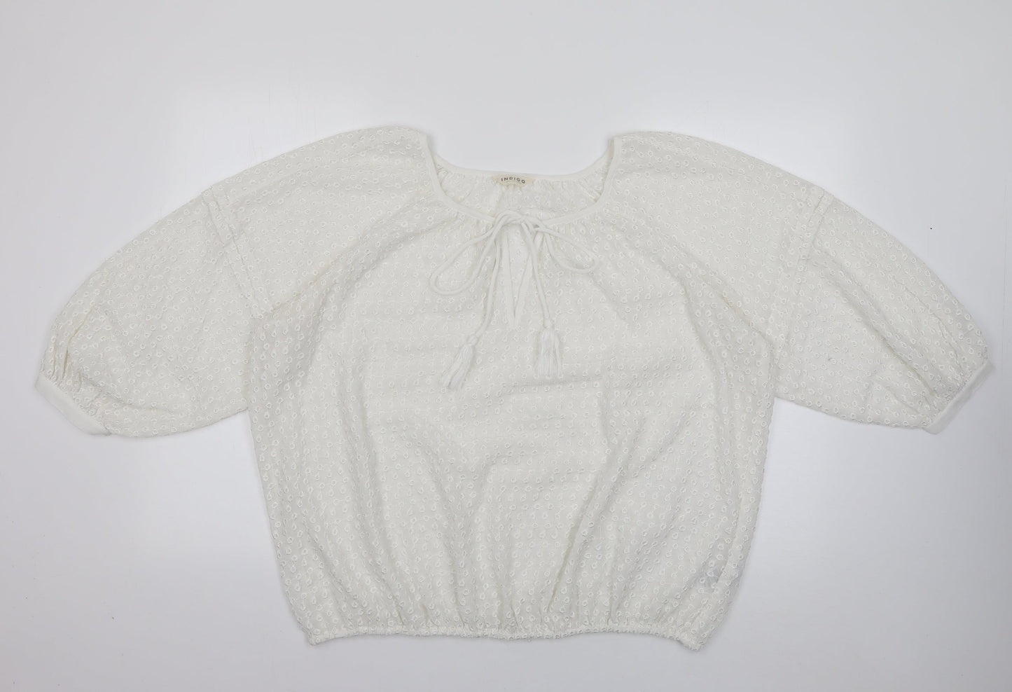 Marks and Spencer Womens Ivory  Polyester Basic Blouse Size 14 Square Neck