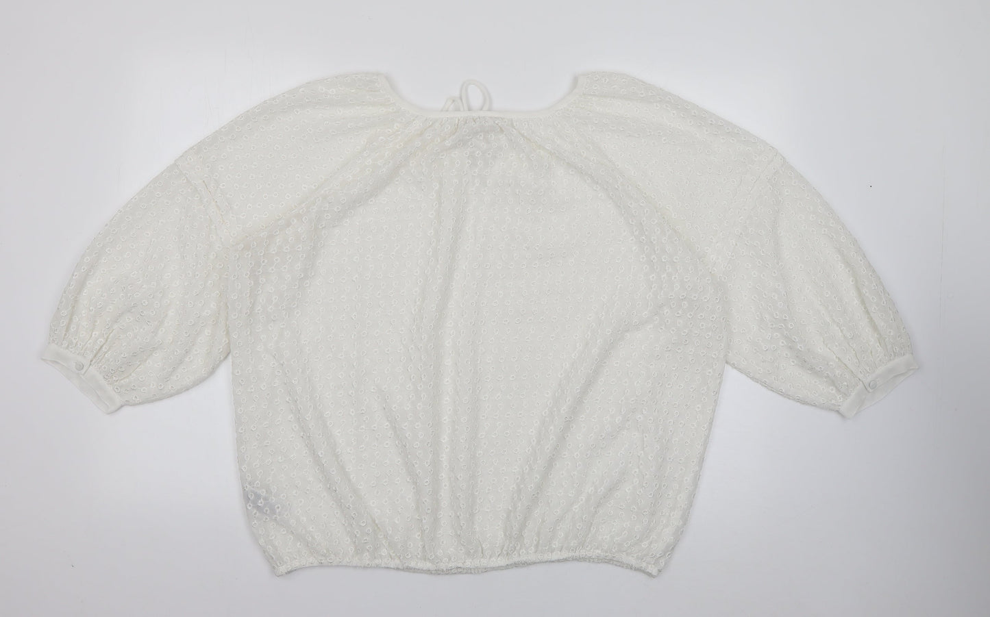 Marks and Spencer Womens Ivory  Polyester Basic Blouse Size 14 Square Neck