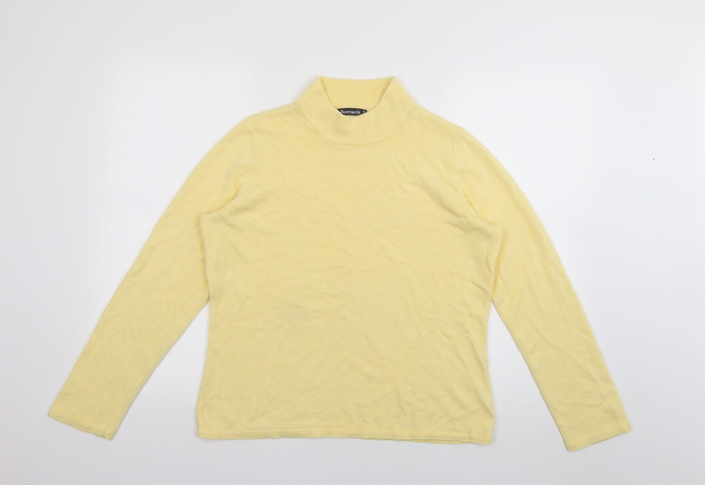 Bonmarché Womens Yellow High Neck  Acrylic Pullover Jumper Size M