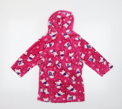 Blue Zoo Girls Pink Animal Print Polyester Top Robe Size 3-4 Years   - Polarbear