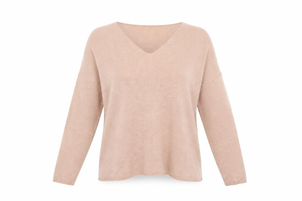 VERO MODA Womens Pink V-Neck  Acrylic Pullover Jumper Size L