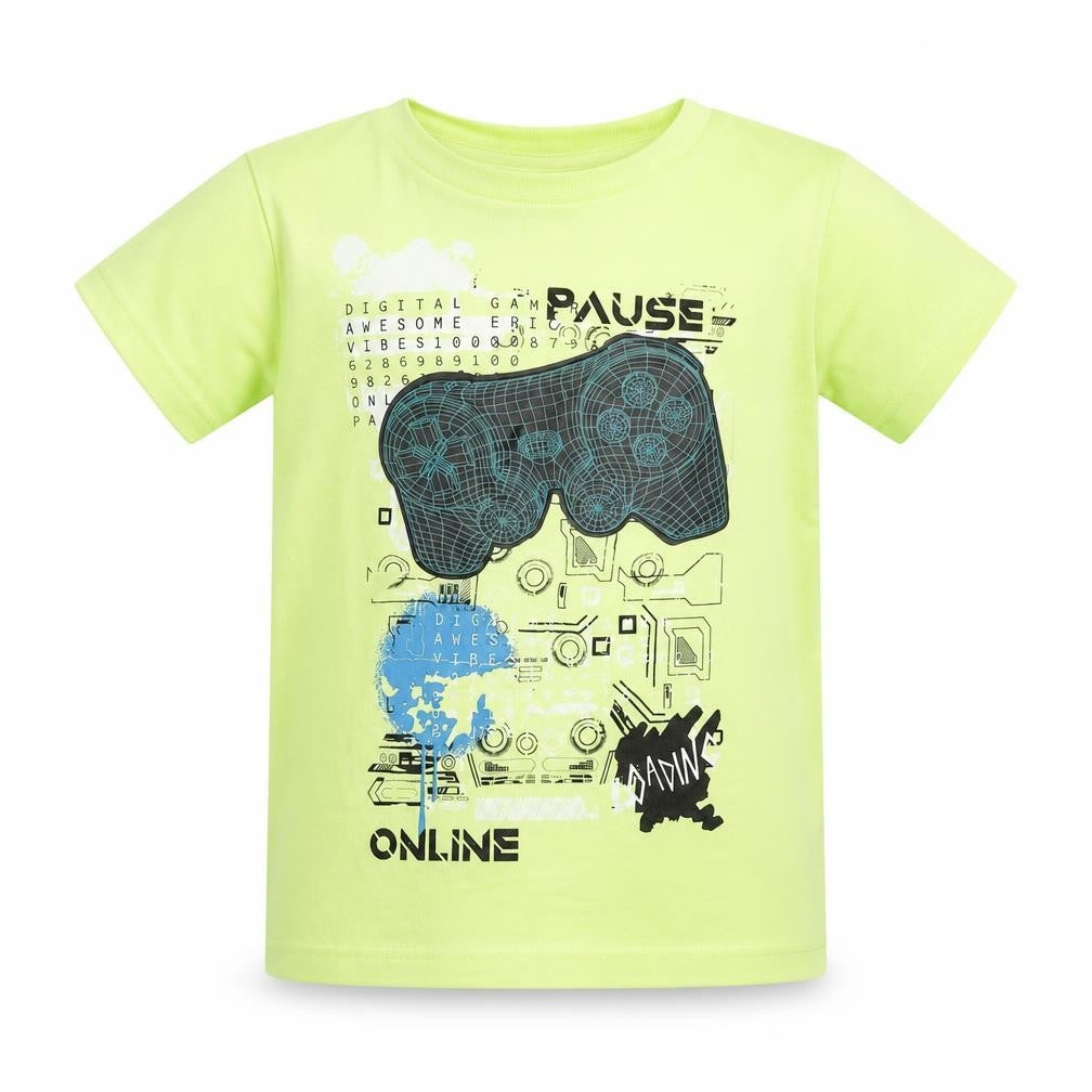 Matalan Boys Yellow  Cotton Basic T-Shirt Size 4 Years Round Neck Pullover - Gaming
