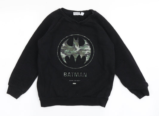 Batman Boys Black  Cotton Pullover Sweatshirt Size 7-8 Years  Pullover - Batman