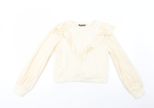 SheIn Womens Ivory Crew Neck  Polyester Pullover Jumper Size S
