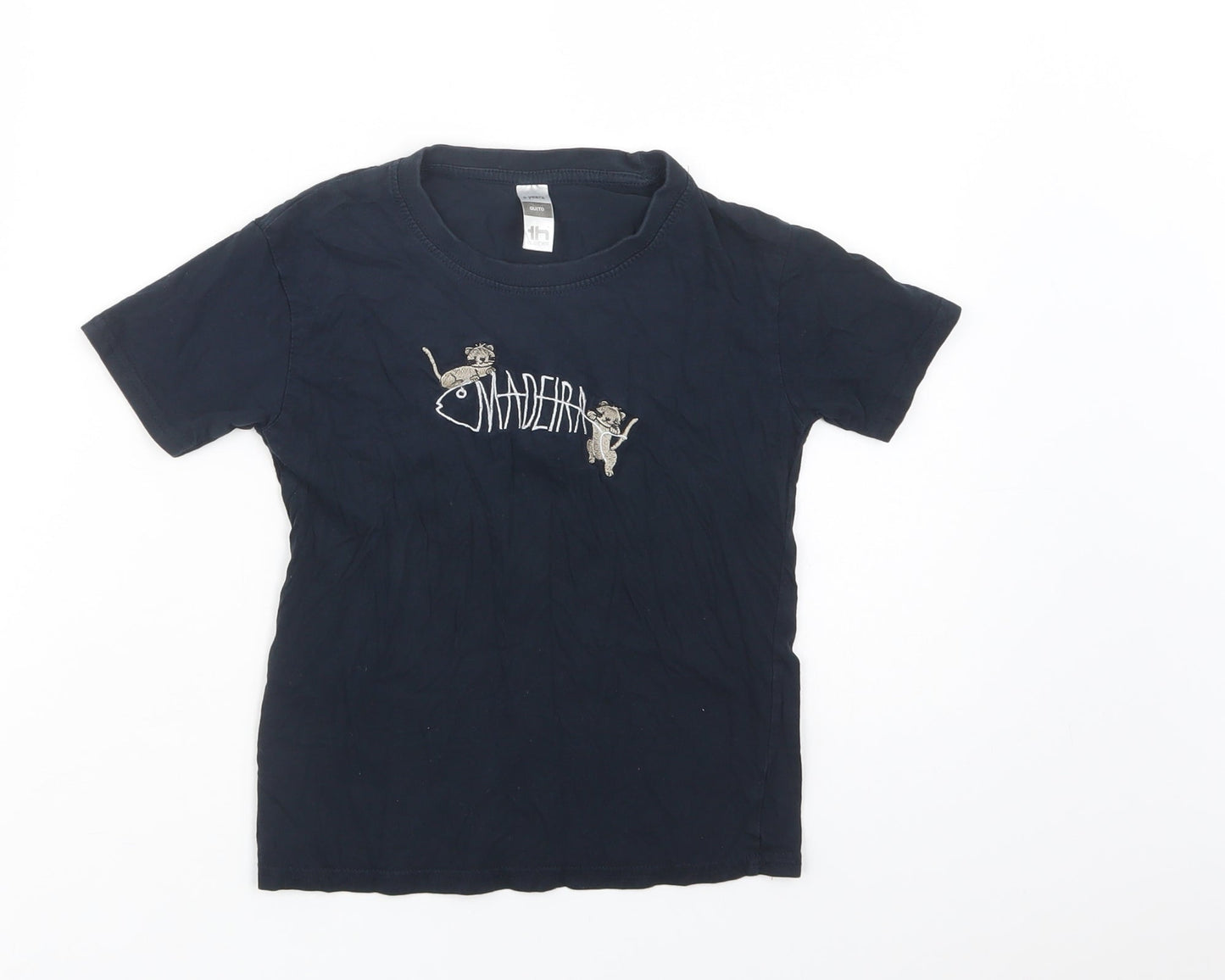 th Clothes Boys Blue  Cotton Basic T-Shirt Size 6 Years Crew Neck Pullover - Madeira