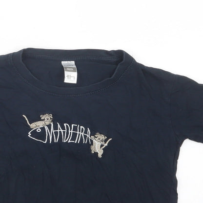 th Clothes Boys Blue  Cotton Basic T-Shirt Size 6 Years Crew Neck Pullover - Madeira